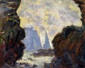 克劳德 莫奈 : The Rock Needle Seen through the Porte d'Aumont